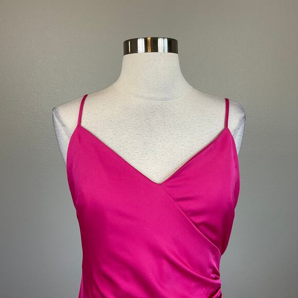 Cut Out Tie Back Evening Gown Colorful Pink Size 8 Thigh Slit Formal by AQUA - Picture 5 of 9